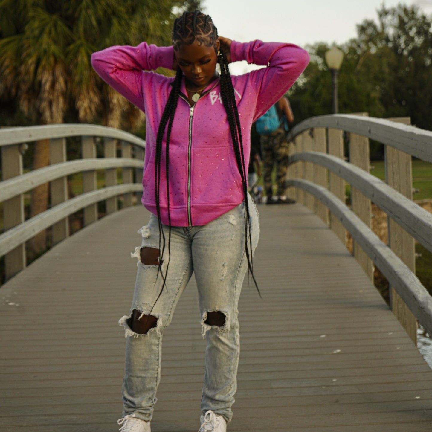 BHM Factory Error Rhinestone Hoodie - Pink