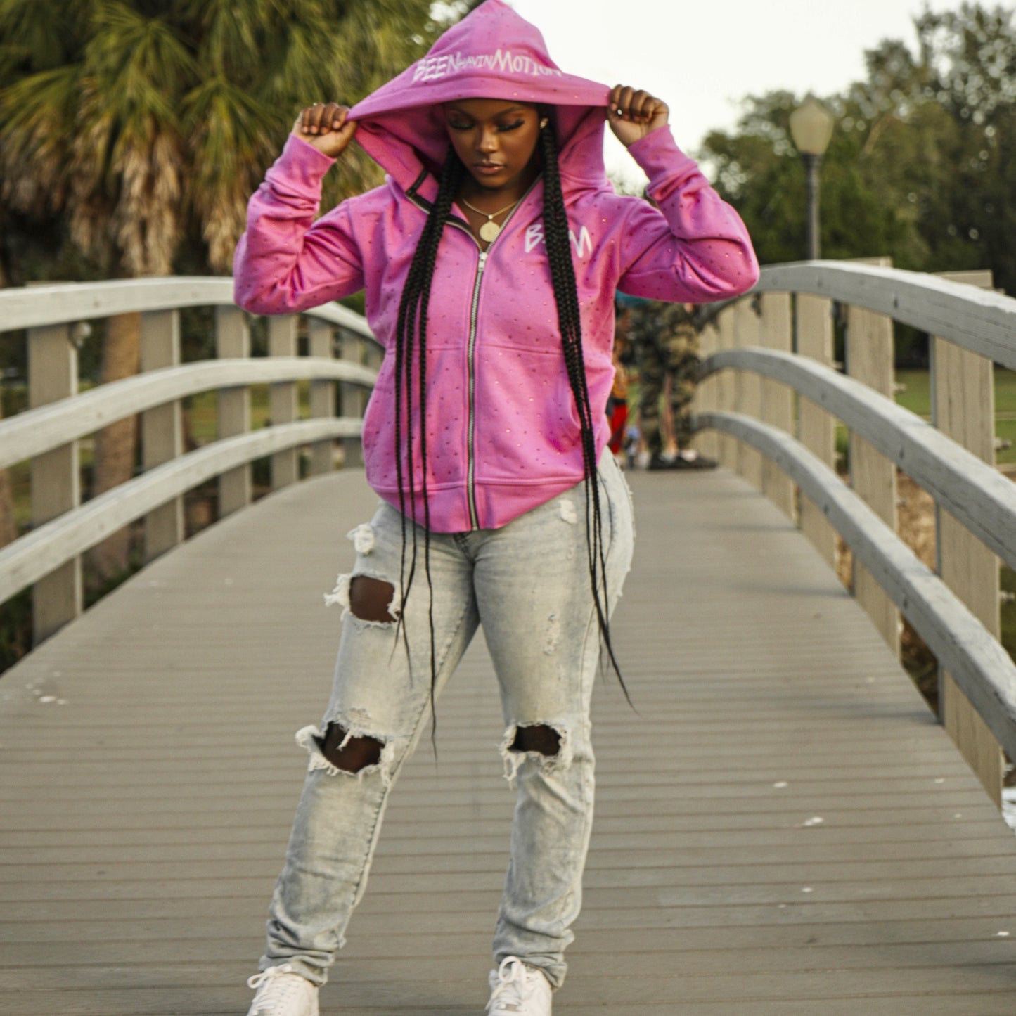BHM Factory Error Rhinestone Hoodie - Pink
